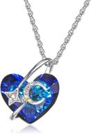 💙 exquisite lee island fashion jewelry necklace: blue heart austrian crystal, ideal 18 inches chain for women's gift logo