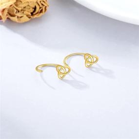 img 1 attached to 👑 Stunning 14K Yellow Gold Half Hoops Pearl Earrings for Women - 10MM Delicate Gold Freshwater Pearl Cuff Wrap Piercing Hoop Studs - Hypoallergenic Ear Jacket Jewelry for Mom, Wife, Girl