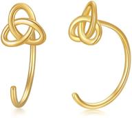 👑 stunning 14k yellow gold half hoops pearl earrings for women - 10mm delicate gold freshwater pearl cuff wrap piercing hoop studs - hypoallergenic ear jacket jewelry for mom, wife, girl logo