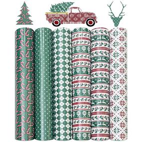 img 4 attached to 🎄 Mabende Christmas Heat Transfer Vinyl Bundle: 6-Piece 12''x 10'' Xas Iron-On HTV Vinyl Sheets for Festive T-Shirts – Compatible with Cricut, Silhouette, and Cameo Cutters (Christmas Green Series)