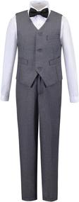 img 3 attached to Fersumm Boy Slim Fit Suit - Formal Suits for Boys with Vest, Pants, and Shirt Set