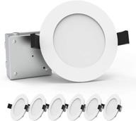 💡 heybright 6 pack 6 inch ultra thin led downlight - dimmable recessed lighting with driver box - 12w 80w eqv - low profile ceiling light - 800 lumens - etl & energy star certified - 5000k логотип