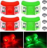 🚣 led boat navigation lights - set of 4, with 5 button batteries - for boat, kayak, pontoon, hovercraft, yacht, motorboat, bike - ideal for hunting, night running, and fishing - red and green логотип