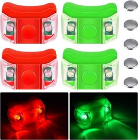img 4 attached to 🚣 LED Boat Navigation Lights - Set of 4, with 5 Button Batteries - For Boat, Kayak, Pontoon, Hovercraft, Yacht, Motorboat, Bike - Ideal for Hunting, Night Running, and Fishing - Red and Green