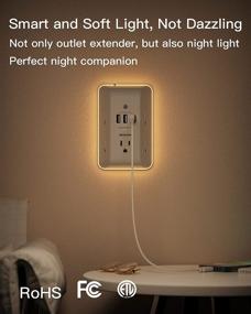 img 3 attached to 🔌 BESHON Outlet Extender with Night Light: 5 Outlet Surge Protector Power Strip with USB Ports – A 3 Sided Multi Plug Outlet Splitter for Home and Office with ETL Listing