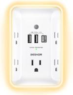 🔌 beshon outlet extender with night light: 5 outlet surge protector power strip with usb ports – a 3 sided multi plug outlet splitter for home and office with etl listing logo