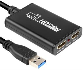 img 4 attached to 🎮 Электроп HDMI в USB 3.0 устройство для захвата видео для Xbox и PS4 - полнофункциональная записывающая коробка для игр с двумя входами HDMI и захватом аудио.