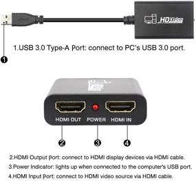 img 2 attached to 🎮 Электроп HDMI в USB 3.0 устройство для захвата видео для Xbox и PS4 - полнофункциональная записывающая коробка для игр с двумя входами HDMI и захватом аудио.