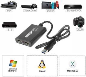 img 3 attached to 🎮 Электроп HDMI в USB 3.0 устройство для захвата видео для Xbox и PS4 - полнофункциональная записывающая коробка для игр с двумя входами HDMI и захватом аудио.