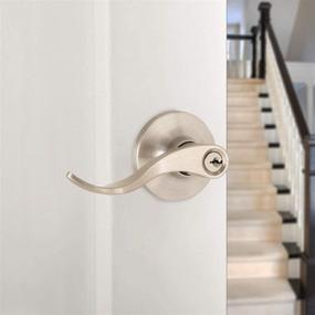 img 1 attached to Enhanced SEO: Amazon Basics Satin Nickel Wave Exterior Door Lever with Lock