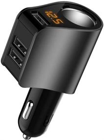 img 4 attached to Multifunctional Car Charger with 3 USB Ports, Voltage Meter and Socket Splitter - Compatible with iPhone, iPad, Apple Watch, AirPods, Samsung, LG, HTC, GPS, Android Phones - Black