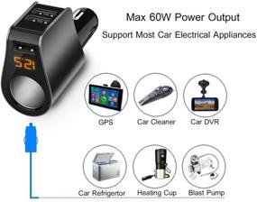 img 2 attached to Multifunctional Car Charger with 3 USB Ports, Voltage Meter and Socket Splitter - Compatible with iPhone, iPad, Apple Watch, AirPods, Samsung, LG, HTC, GPS, Android Phones - Black