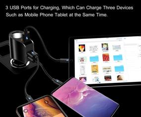 img 3 attached to Multifunctional Car Charger with 3 USB Ports, Voltage Meter and Socket Splitter - Compatible with iPhone, iPad, Apple Watch, AirPods, Samsung, LG, HTC, GPS, Android Phones - Black