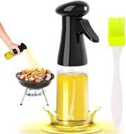 food grade oil sprayer for cooking, 210ml olive oil spray bottle with oil brush, portable reusable oil dispenser for air fryer, mist, baking, roasting, grilling, bbq logo