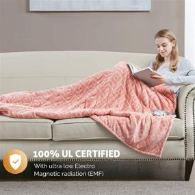 img 1 attached to 🔥 Hyde Lane Sherpa Heated Blanket - Diamond Blush: Oversized Plush Therapedic Electric Throw with 3 Heat Settings, Automatic Shut-Off, and Machine Washable Fabric