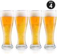 enhance your beer drinking experience with 16 oz nucleated pilsner glasses - usa made, etched for optimal head retention, aroma, and flavor - set of 4 craft beer glasses logo