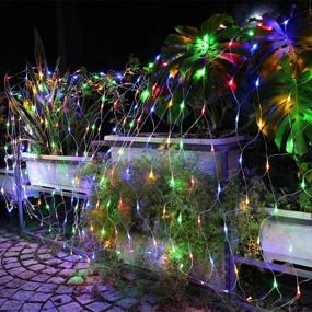 img 2 attached to 🎄 12ft x 5ft Christmas Net Lights, 360 LED 8 Modes Connectable, Timer, Waterproof for Christmas Trees, Bushes, Wedding, Garden, Outdoor Decorations (Clear Wire, Multicolor) by Joomer