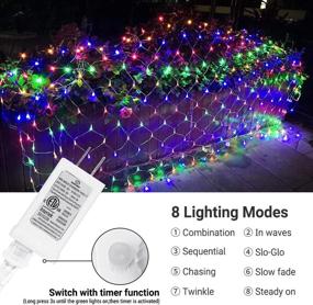 img 3 attached to 🎄 12ft x 5ft Christmas Net Lights, 360 LED 8 Modes Connectable, Timer, Waterproof for Christmas Trees, Bushes, Wedding, Garden, Outdoor Decorations (Clear Wire, Multicolor) by Joomer