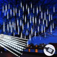 🌟 white meteor shower lights outdoor - waterproof, 11.8" 8 tubes 192 led snowfall lights - perfect for holiday party christmas decoration логотип