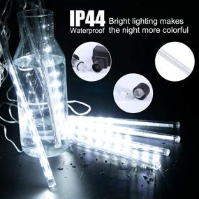 img 2 attached to 🌟 White Meteor Shower Lights Outdoor - Waterproof, 11.8" 8 Tubes 192 LED Snowfall Lights - Perfect for Holiday Party Christmas Decoration