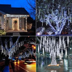 img 3 attached to 🌟 White Meteor Shower Lights Outdoor - Waterproof, 11.8" 8 Tubes 192 LED Snowfall Lights - Perfect for Holiday Party Christmas Decoration