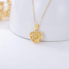 img 2 attached to Women's Girls' 18K Yellow Gold Heart Pendant Necklaces, Reversible Love Necklaces, Adjustable 16''-18'' Length