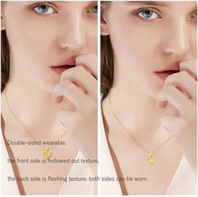 img 3 attached to Women's Girls' 18K Yellow Gold Heart Pendant Necklaces, Reversible Love Necklaces, Adjustable 16''-18'' Length