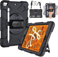 📱 supfives ipad mini 5 case with strap | military grade protective rugged case + shoulder strap + kickstand + pencil holder | for ipad mini 5th/4th generation 7.9 inch - black logo