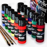 🎨 vibrant acrylic paint set - 12 colors, 2fl oz (60ml) bottles - non-toxic, fade-resistant, rich pigments for kids, adults, artists - ideal for canvas, crafts, and wood painting logo