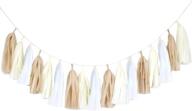 🎉 charming 3-pack kraft tan brown cream white tissue tassel garland: rustic party decorations for baby showers, weddings & more logo