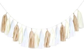 img 4 attached to 🎉 Charming 3-Pack Kraft Tan Brown Cream White Tissue Tassel Garland: Rustic Party Decorations for Baby Showers, Weddings & More