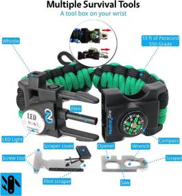 img 1 attached to Ultimate Survival Paracord Bracelet Set - Tactical Emergency Gear Kit with SOS 🔥 LED Light, 550 Grade, Adjustable, Multitools, Fire Starter, Compass, and Whistle - Pack of 2