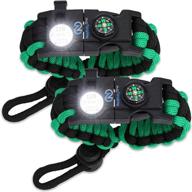 ultimate survival paracord bracelet set - tactical emergency gear kit with sos 🔥 led light, 550 grade, adjustable, multitools, fire starter, compass, and whistle - pack of 2 логотип