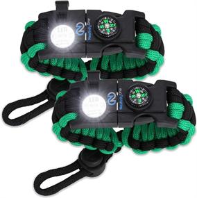 img 4 attached to Ultimate Survival Paracord Bracelet Set - Tactical Emergency Gear Kit with SOS 🔥 LED Light, 550 Grade, Adjustable, Multitools, Fire Starter, Compass, and Whistle - Pack of 2