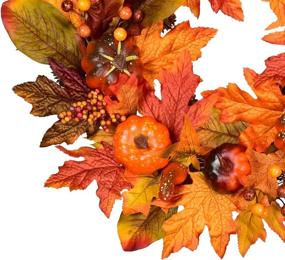 img 2 attached to 🍁 Autumn Fall Wreath - 18 inch Artiflr Artificial Harvest Thanksgiving Door Wreath for Front Door with Pumpkins, Maple Leaf, and Berry