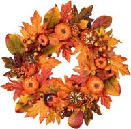 🍁 autumn fall wreath - 18 inch artiflr artificial harvest thanksgiving door wreath for front door with pumpkins, maple leaf, and berry логотип