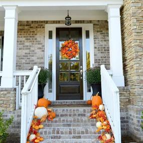 img 3 attached to 🍁 Autumn Fall Wreath - 18 inch Artiflr Artificial Harvest Thanksgiving Door Wreath for Front Door with Pumpkins, Maple Leaf, and Berry