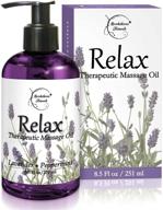 🌿 relax therapeutic massage oil - best essential oils for sore muscles & stiffness - lavender, peppermint & marjoram - natural blend with sweet almond, grapeseed & jojoba oil 8oz logo