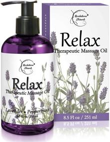 img 4 attached to 🌿 Relax Therapeutic Massage Oil - Best Essential Oils for Sore Muscles & Stiffness - Lavender, Peppermint & Marjoram - Natural Blend with Sweet Almond, Grapeseed & Jojoba Oil 8oz