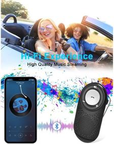 img 1 attached to 💻 Bluetooth 5.0 Car Handsfree with Visor Clip: Music Player Adapter for Cell Phone, Wireless Car Kit for Driving with Auto Power On, Built-in Microphone - Siri & Google Assistant Support