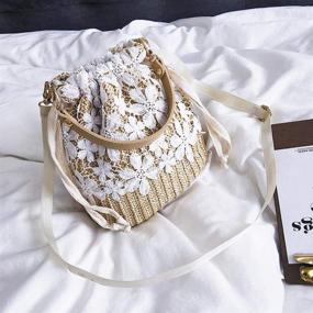 img 3 attached to 👜 Stylish Straw Crossbody Bag: Trendy Women's Beach Shoulder Summer Top Handle Round Purse - Fashionable Woven Crochet Design