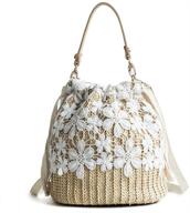 👜 stylish straw crossbody bag: trendy women's beach shoulder summer top handle round purse - fashionable woven crochet design logo