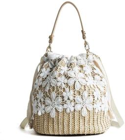 img 4 attached to 👜 Stylish Straw Crossbody Bag: Trendy Women's Beach Shoulder Summer Top Handle Round Purse - Fashionable Woven Crochet Design