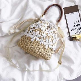 img 1 attached to 👜 Stylish Straw Crossbody Bag: Trendy Women's Beach Shoulder Summer Top Handle Round Purse - Fashionable Woven Crochet Design