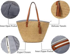 img 2 attached to Obosoyo Wicker Pompom Shoulder Summer Women's Handbags & Wallets for Totes