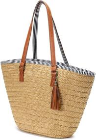 img 1 attached to Obosoyo Wicker Pompom Shoulder Summer Women's Handbags & Wallets for Totes