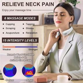 img 1 attached to 🔌 Cordless Electric Pulse Neck Massager with Heat – 6 Modes, 15 Levels – Deep Tissue Trigger Point for Circulation, Relaxation, and Pain Relief – Ideal Gifts for Men, Women, Mom, Dad, and Family