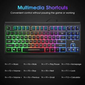 img 2 attached to 💻 Rii Primer RGB Compact Gaming Office Keyboard RK104 - Backlight, 87 Keys, No Number Pad - Ideal for Windows PC Laptop Desktop
