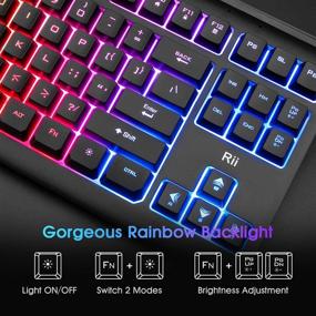 img 1 attached to 💻 Rii Primer RGB Compact Gaming Office Keyboard RK104 - Backlight, 87 Keys, No Number Pad - Ideal for Windows PC Laptop Desktop