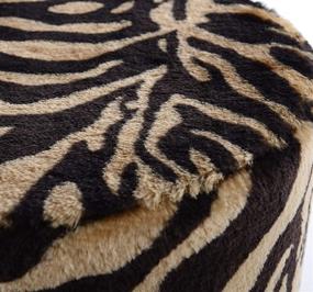 img 3 attached to 🐯 Cheer Collection Tiger Stripe Ottoman and Footstool: Stylish Decorative Faux Fur Stool with Wooden Legs - 13" Round